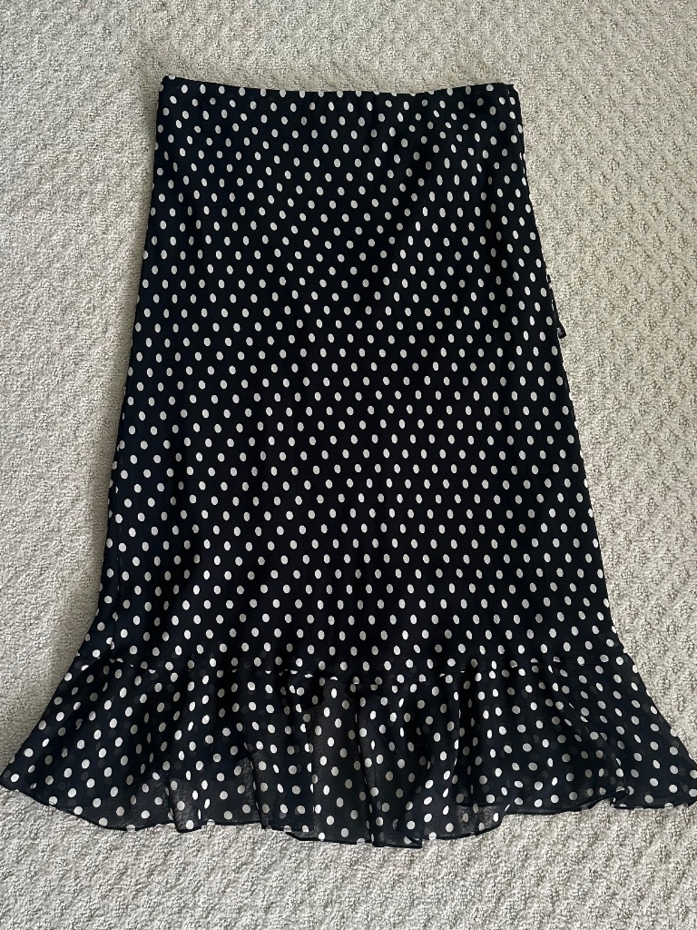 Lauren Ralph Lauren Polka Dot Asymmetric Ruffled Silk Skirt 12 Tiered Classic - Picture 7 of 9